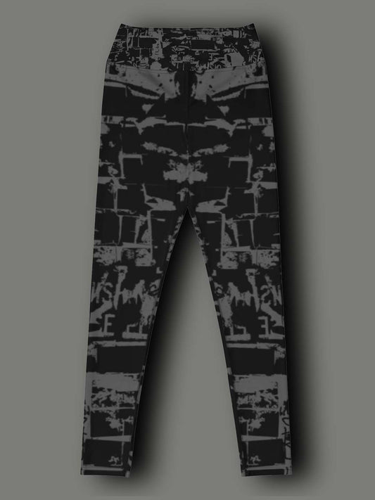 Monochromatic Abstract Leggings - Black/Grey